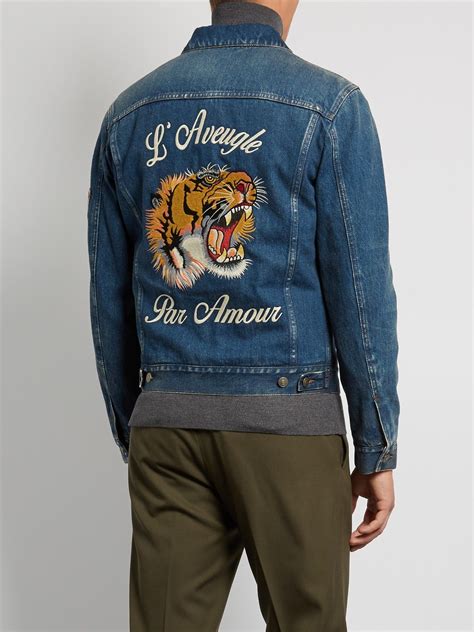 gucci jean jacket with designs|gucci jean jackets men's.